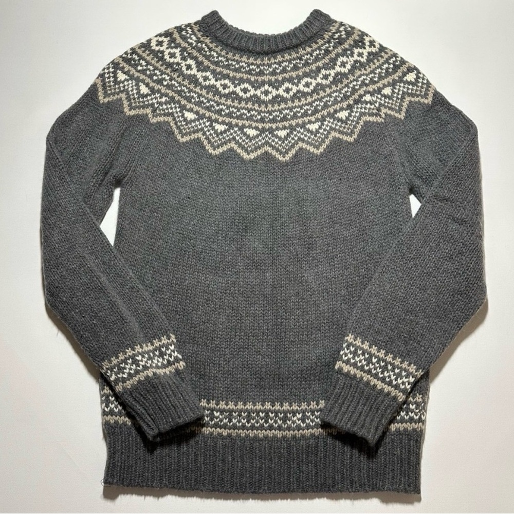Cole Haan Fair Isles Crewneck Sweater; Made in Italy; Virgin Wool/Cashmere - Med